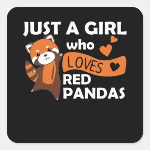 Red Pandas Girl Love Red Panda Kawaii Cute Animals Vierkante Sticker