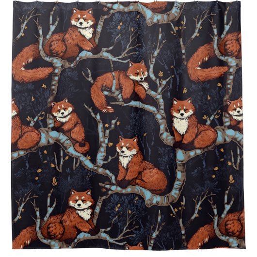 Red Pandas in bomen Douchegordijn (Voorkant)