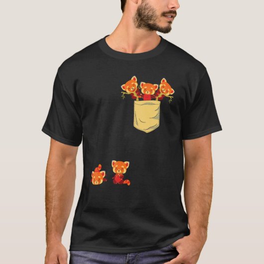 Red Pandas in Pocket Geweldige Cute Panda Beer Ani T-shirt (Voorkant)
