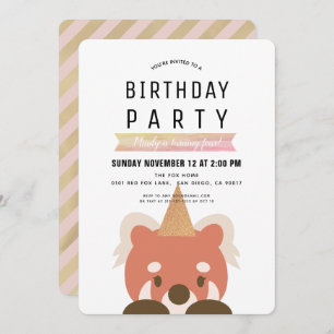 Red Pandas Simple Pink Girl Birthday Kaart