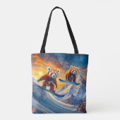 Red Pandas Snowboarden ontwerp van Rich AMeN Gill Tote Bag (Achterkant)