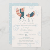 Red Pandas Snowflakes Baby shower Uitnodiging (Voorkant / Achterkant)