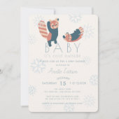 Red Pandas Snowflakes Baby shower Uitnodiging (Voorkant)