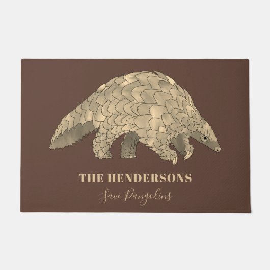 Red Pangolins Persoonlijk Bruin Deurmat (Voorkant)