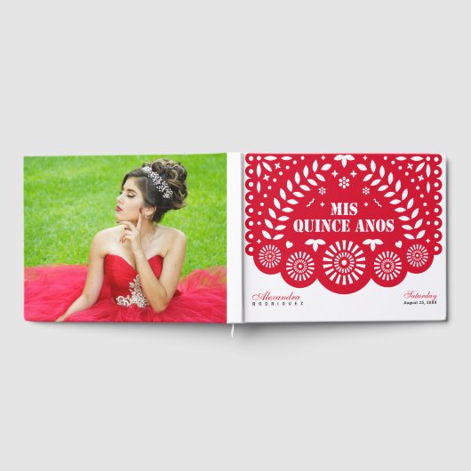 Red Papel Picado Mis Quince Años Gastenboek (Volledig)