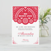 Red Papel Picado Mis Quince Años Kaart (Staand voorkant)