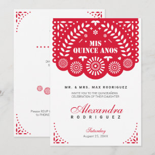 Red Papel Picado Mis Quince Años Kaart