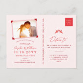 Red Paper Crane Sakura Asian Wedding Save the Date Aankondigingskaart (Achterkant)