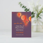 Red Paper Lantern Paars Weddenschap Save the Date Aankondigingskaart (Staand voorkant)