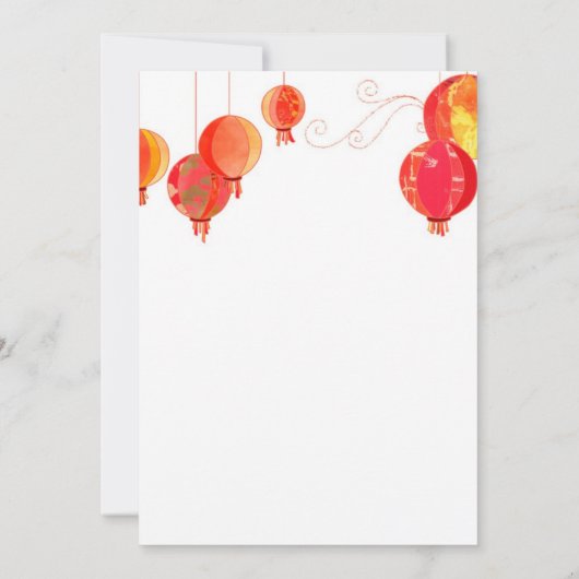 Red Paper Lanterns 60ste verjaardag Kaart (Achterkant)