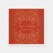 Red Paper Napkins with Elegant Swirls Servet (Voorkant)