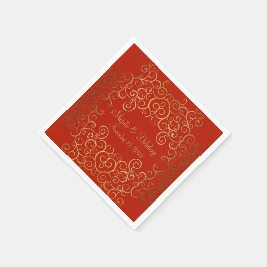 Red Paper Napkins with Elegant Swirls Servet (Hoek)