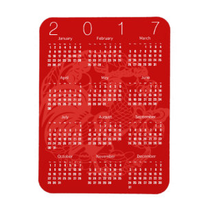Red Papercut Rooster Calendar 2017 Magnet 2 Magneet