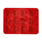 Red Papercut Rooster Calendar 2017 Magnet Magneet (Horizontaal)
