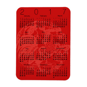 Red Papercut Rooster Calendar 2017 Magnet Magneet