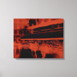 Red Paris avond. Koel de wazige beweging van mense Canvas Afdruk