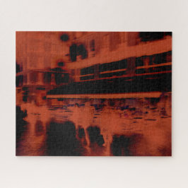 Red Paris avond. Koel de wazige beweging van mense Legpuzzel