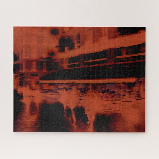 Red Paris avond. Koel de wazige beweging van mense Legpuzzel (Horizontaal)