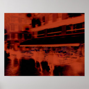 Red Paris avond. Koel de wazige beweging van mense Poster