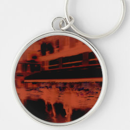 Red Paris avond. Koel de wazige beweging van mense Sleutelhanger