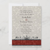 Red Paris Damask Eiffel Tower Wedding Invite Kaart (Voorkant)