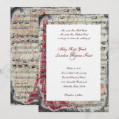 Red Paris Music Wedding Invitations Kaart (Voorkant / Achterkant)