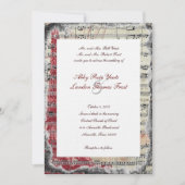 Red Paris Music Wedding Invitations Kaart (Voorkant)