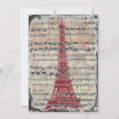 Red Paris Music Wedding Invitations Kaart (Achterkant)