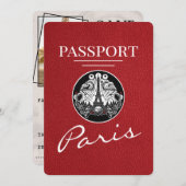 Red Paris Passport Bewaar de datum Save The Date (Voorkant / Achterkant)