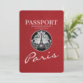 Red Paris Passport Bewaar de datum Save The Date (Staand voorkant)