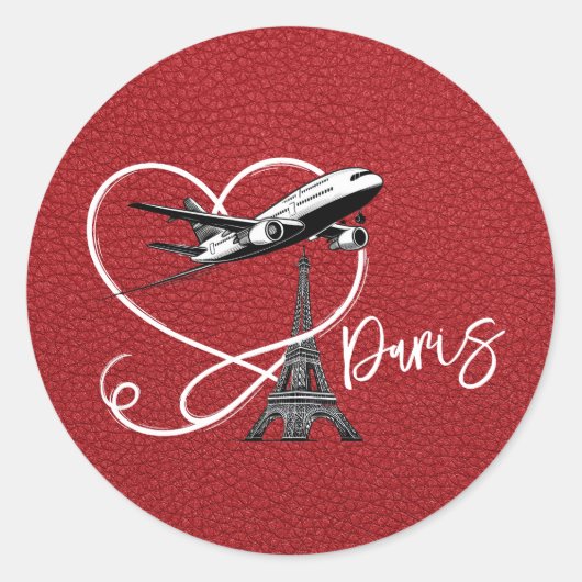 Red Paris Passport Ronde Sticker (Voorkant)
