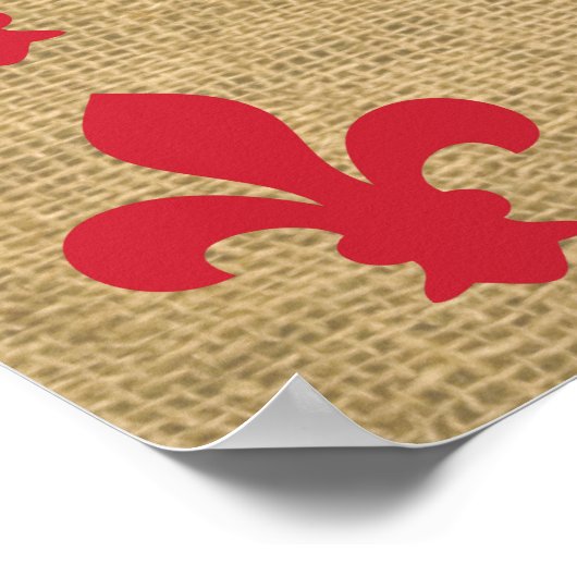 Red Parisian Moods Fleur de Lys Pattern Poster (Hoek)