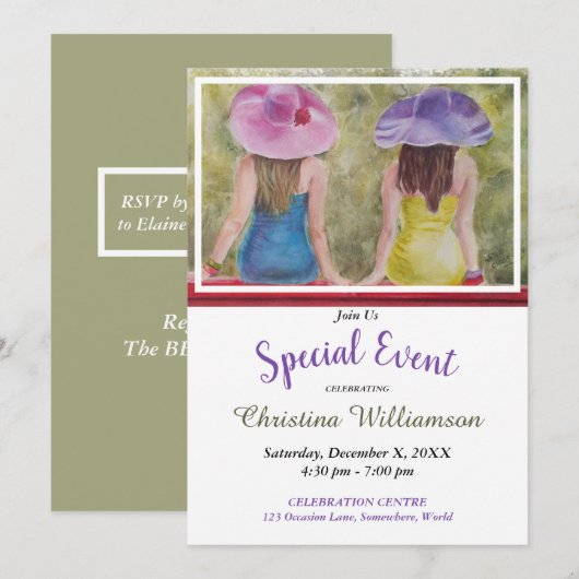 RED PARK BENCH ARTIJ INVITE KAART (Voorkant / Achterkant)