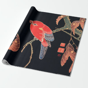 Red Parrot aan de tak van een boom van Ito Jakuchu Cadeaupapier