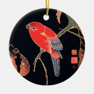 Red Parrot aan de tak van een boom van Ito Jakuchu Keramisch Ornament