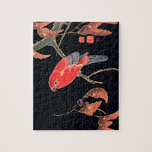 Red Parrot aan de tak van een boom van Ito Jakuchu Legpuzzel (Verticaal)