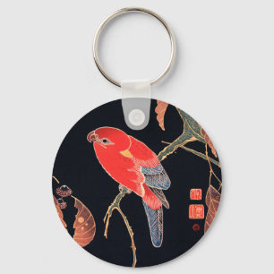 Red Parrot aan de tak van een boom van Ito Jakuchu Sleutelhanger