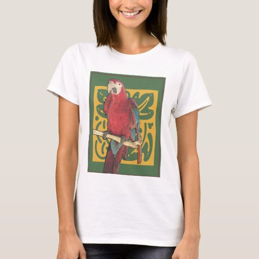 Red Parrot Art Nouveau T-shirt (Voorkant)