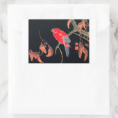 Red Parrot  Bird Japans Woodblock Print Rechthoekige Sticker (Tas)