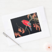 Red Parrot  Bird Japans Woodblock Print Rechthoekige Sticker (Envelop)