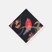 Red Parrot  Bird Japans Woodblock Print Servet (Hoek)