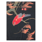 Red Parrot  Bird Japans Woodblock Print Tafelkleed (Voorkant)