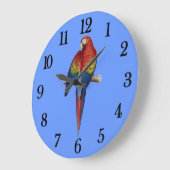 Red Parrot Blue Background Grote Klok (Hoek)