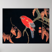 Red Parrot on Tree Branch beroemd gemaakt door Ito Poster (Voorkant)