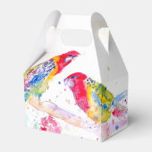 Red Parrot Wedding Cake Favour Box Rosella Bird Bedankdoosjes (Voorkant Zijde)