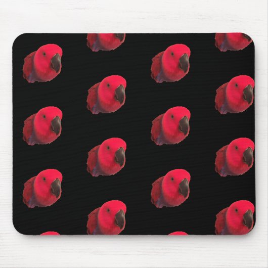 RED PARROTS MOUSEPAD Black Muismat (Voorkant)
