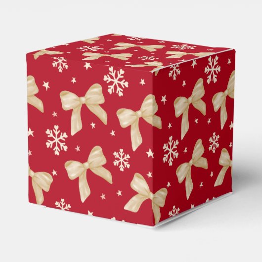 Red Party Favor Box with Gold Bow Pattern  Bedankdoosjes (Achterkant)