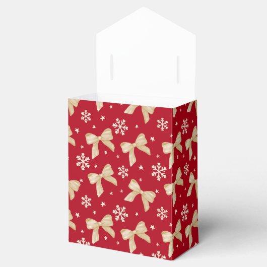 Red Party Favor Tent Box with Gold Bow Pattern  Bedankdoosjes (Geopend)