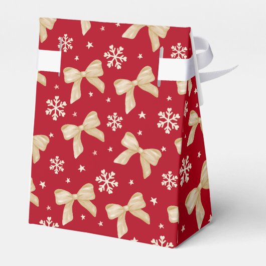 Red Party Favor Tent Box with Gold Bow Pattern  Bedankdoosjes (Achterkant)