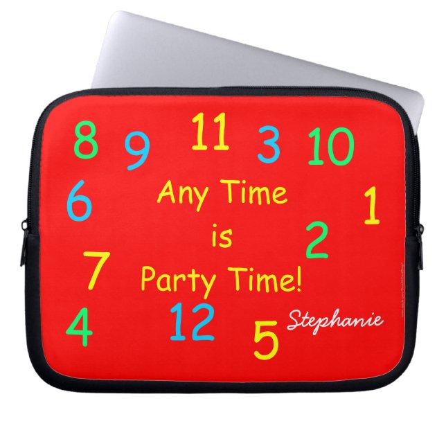 Red Party Time Laptop Computer Sleeve (Voorkant)
